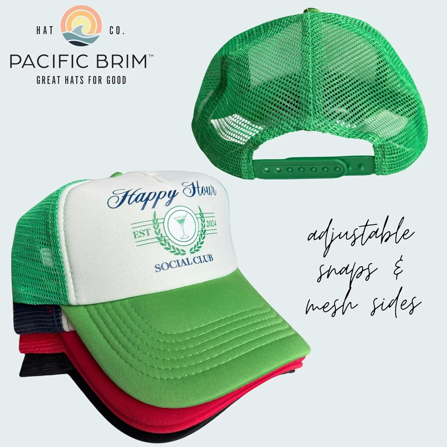 Women's and Men's Adjustable Cap Mesh Side Panels Trucker Hat