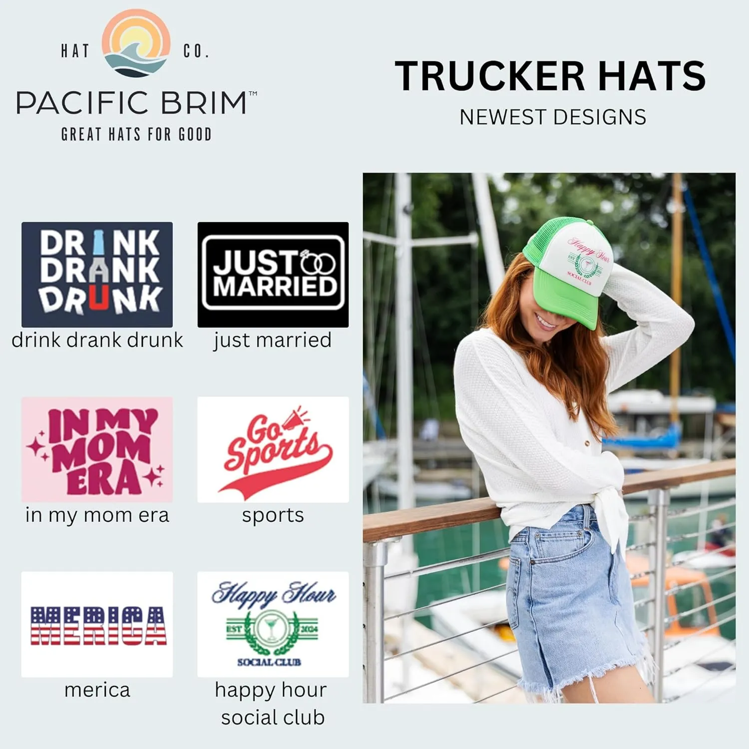 Women's and Men's Adjustable Cap Mesh Side Panels Trucker Hat