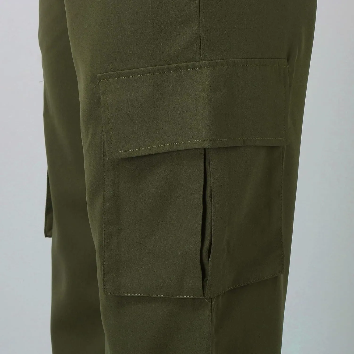 Women's Belt Less High Waisted Wide Leg Trousers Straight Leg Relaxed Style Casual Pants Ladies Slim Fit Cargo