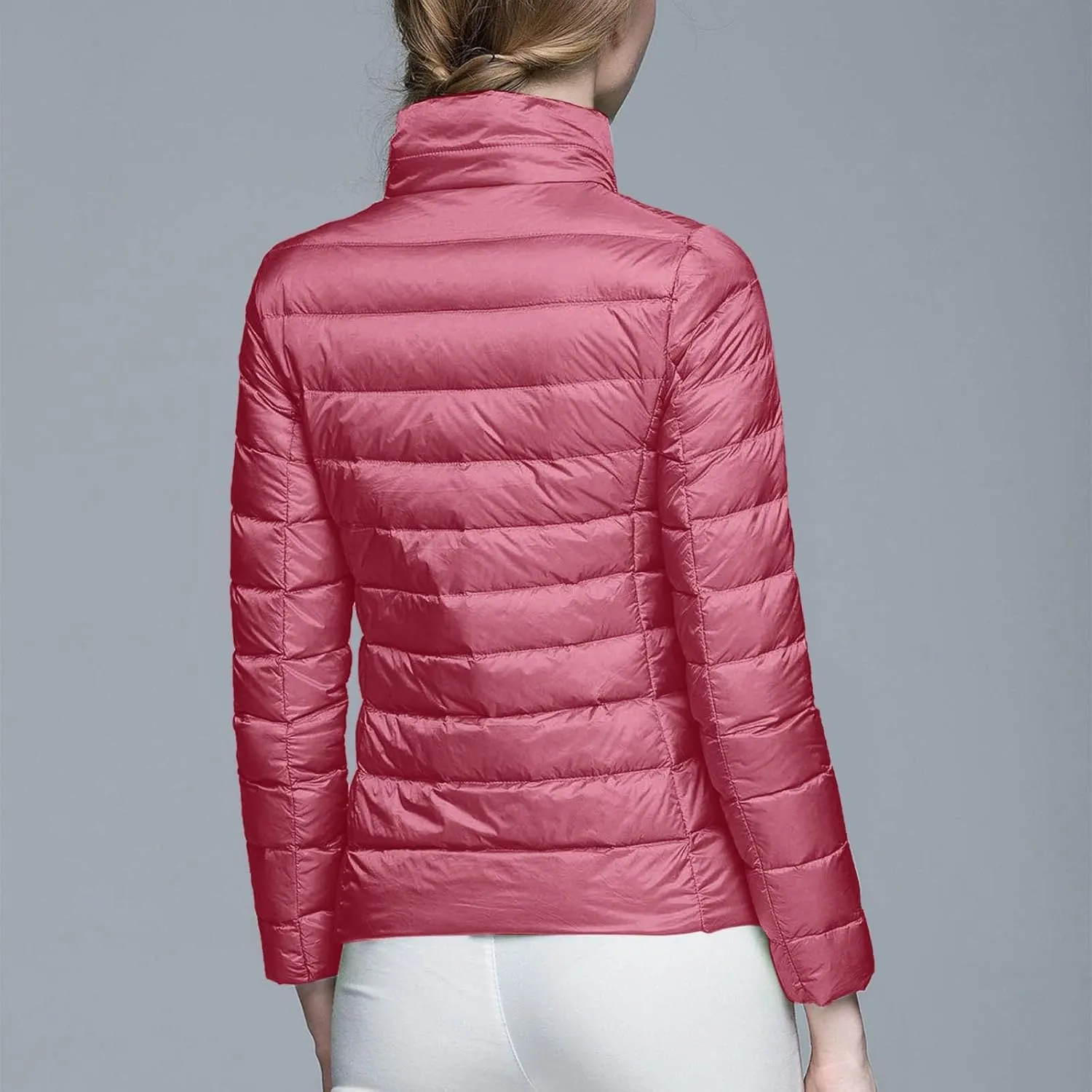 Women's Down Jacket Hooded Winter Light Weight Short Puffer Coats Packable Warm Windproof Ladies Parka
