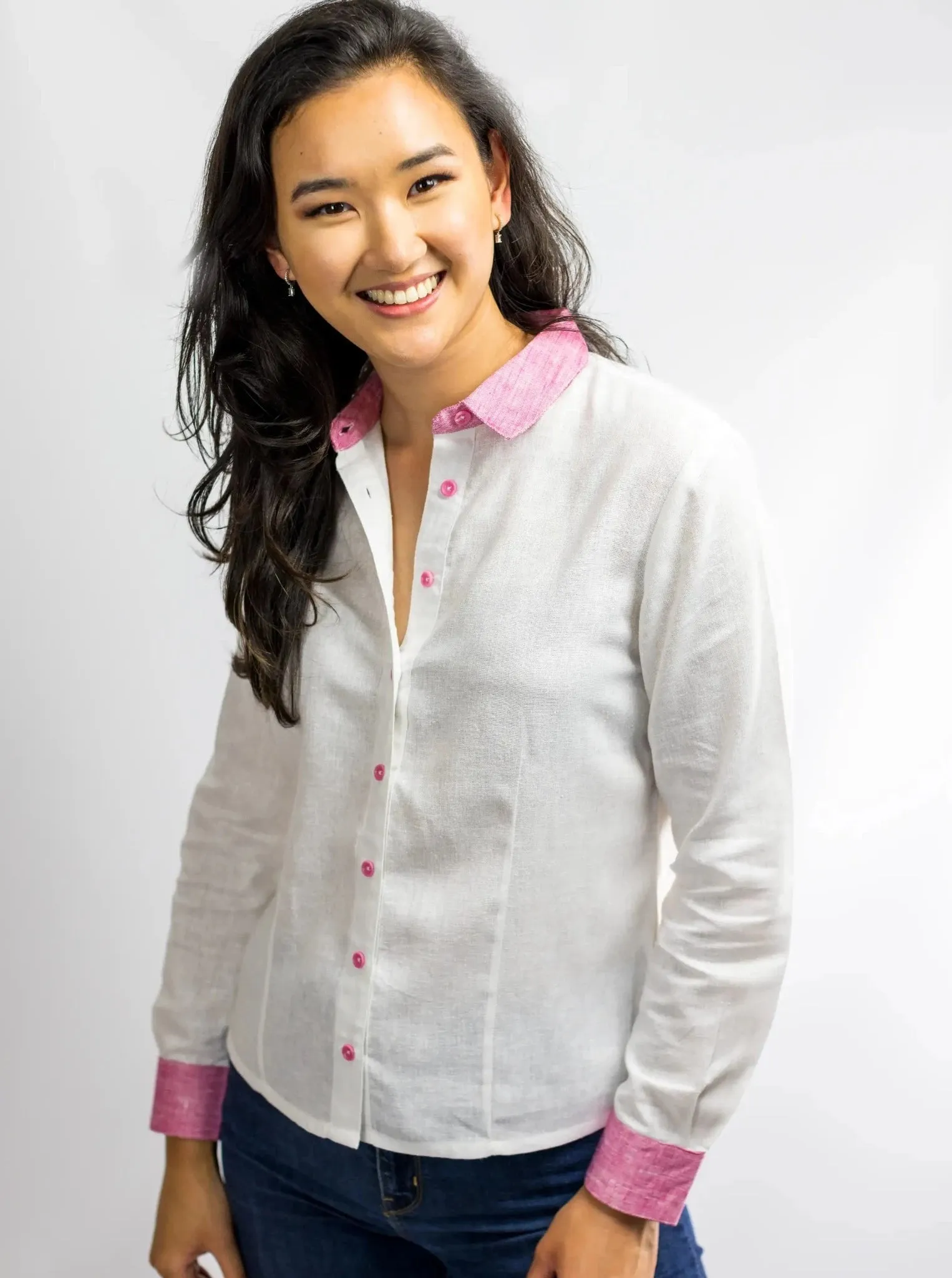 Women's Hemp Shirt White | Pink
