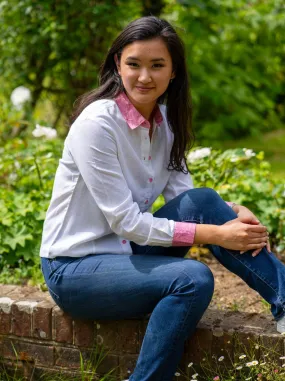 Women's Hemp Shirt White | Pink