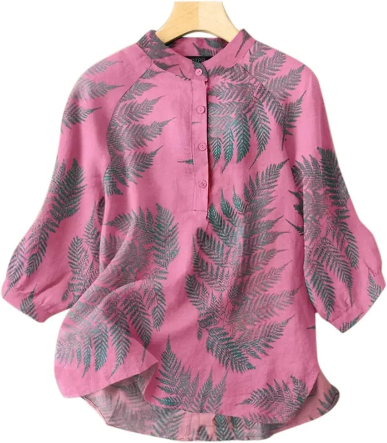 Womens Linen Tops and Blouses Button Down Shirts Casual Comfy Loose Fit Crewneck Flowy Summer Puff Sleeve Tunics Tees