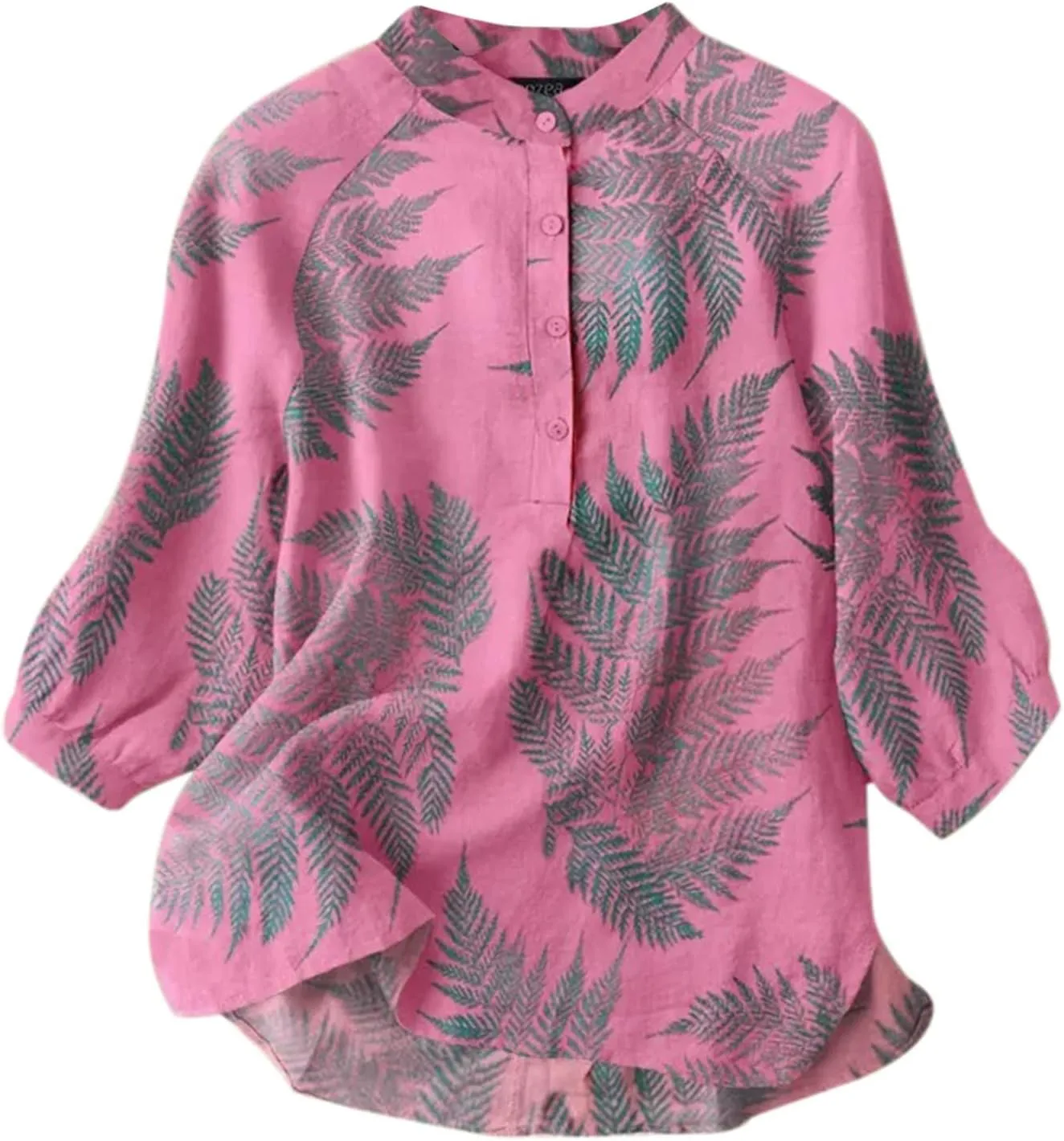 Womens Linen Tops and Blouses Button Down Shirts Casual Comfy Loose Fit Crewneck Flowy Summer Puff Sleeve Tunics Tees