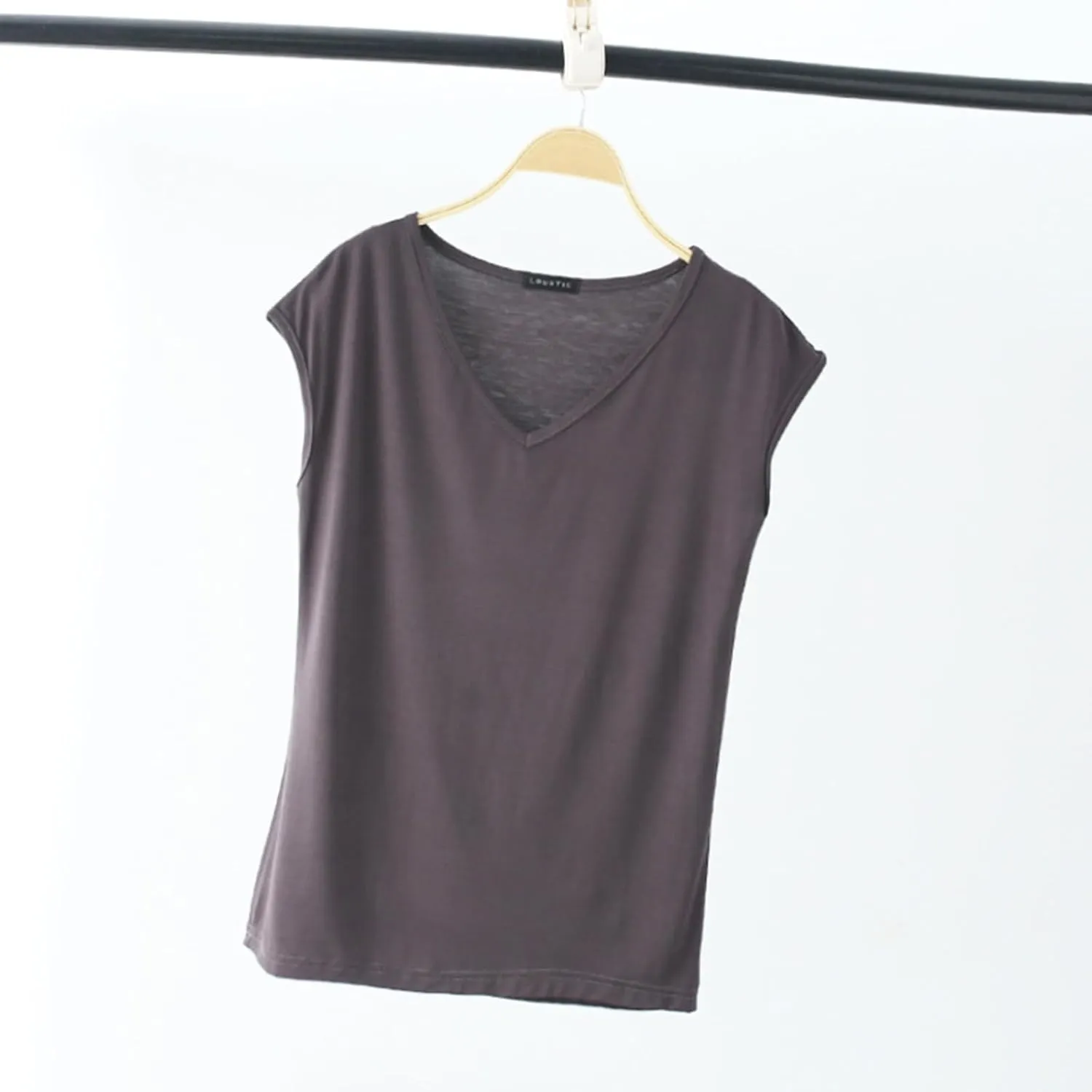 Womens Modal Tops Cap Sleeve V Neck T Shirt Ruched Slim Fit Basic Tees Lightweight Casual Summer Sleep Lounge Shirt