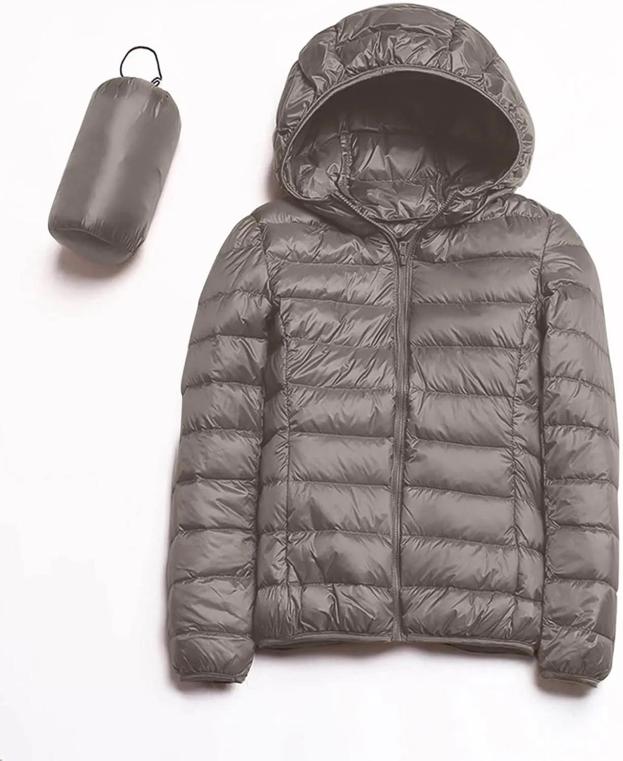 Women's Packable Down Jackets Solid Windproof Quilted Puffer Coat Winter Warm Light Insulated Puffer Jacket for Women
