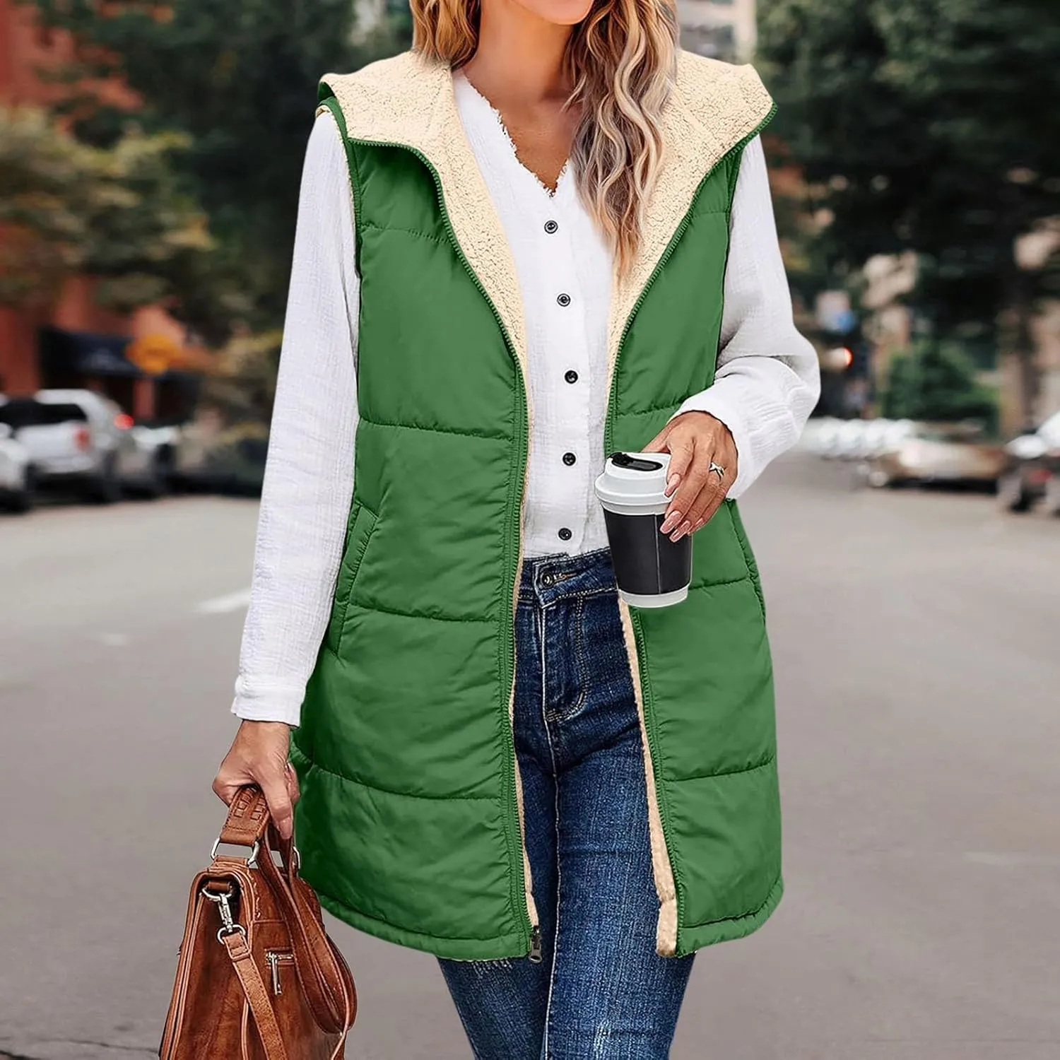 Women's Puffer Jacket Quilted Lightweight Packable Down Parka Oversized Long Padding Jacket Light Warm Hooded Jacket