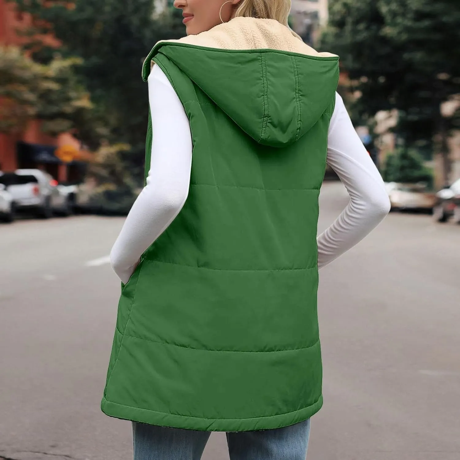 Women's Puffer Jacket Quilted Lightweight Packable Down Parka Oversized Long Padding Jacket Light Warm Hooded Jacket