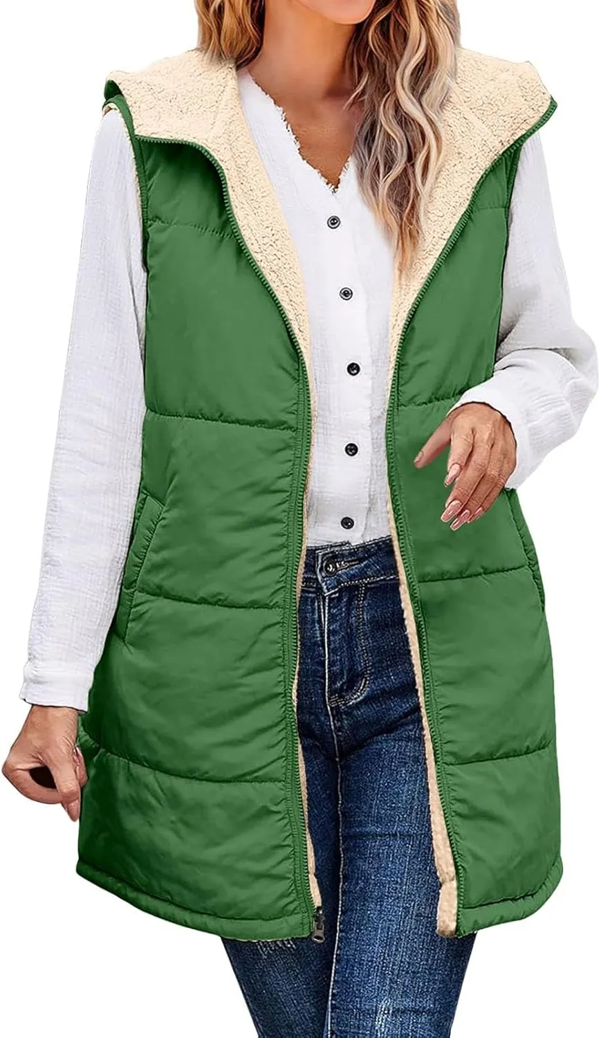 Women's Puffer Jacket Quilted Lightweight Packable Down Parka Oversized Long Padding Jacket Light Warm Hooded Jacket