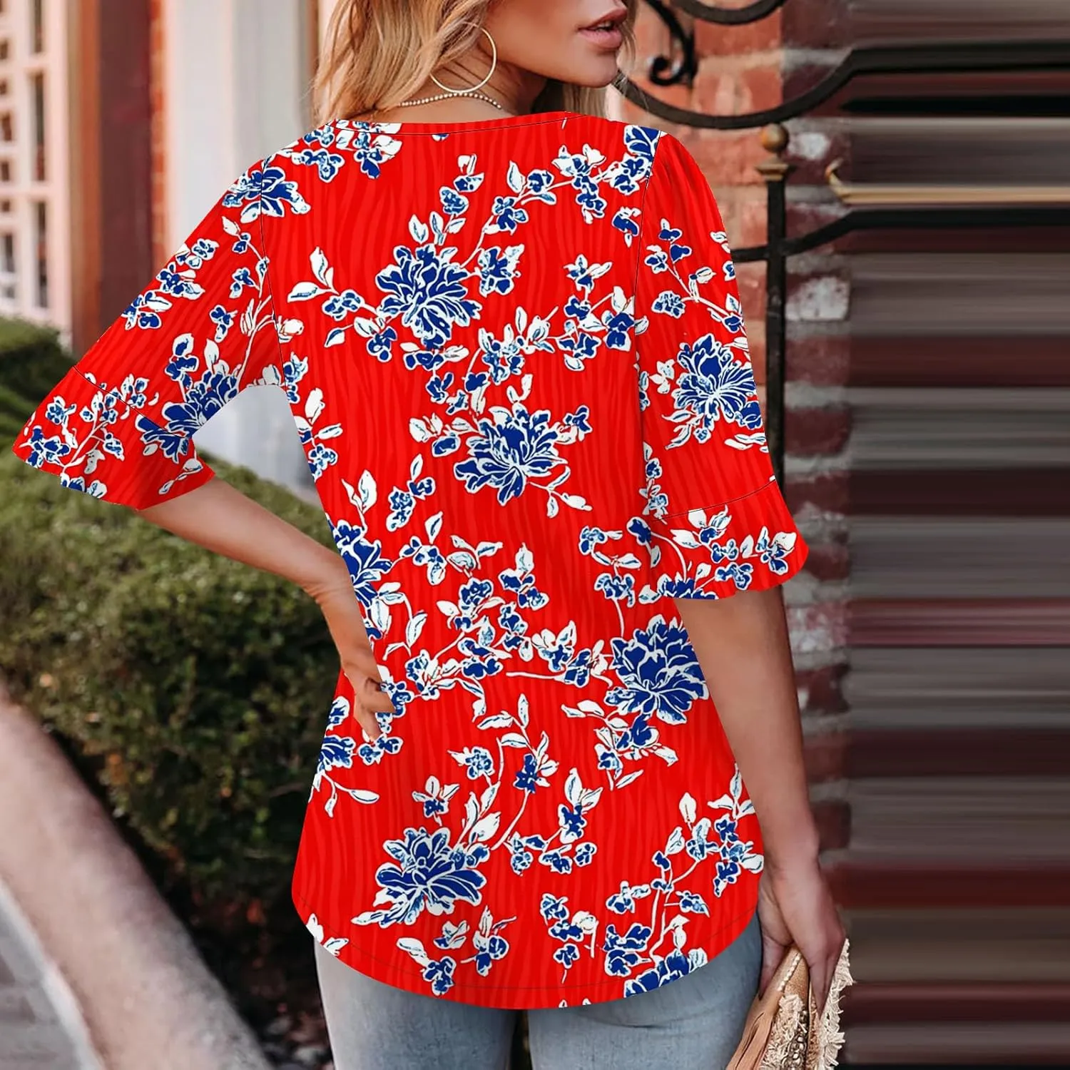 Women's Short Sleeve Shirts Square Neck Summer Tops Dressy Casual Basic Tees Ladies Loose Flowy T Shirts Blouses