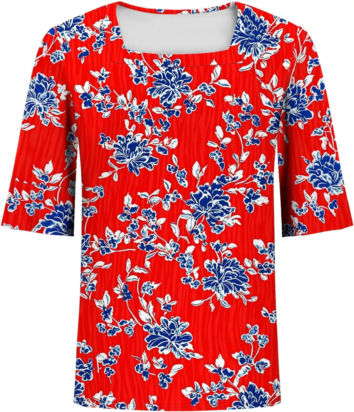 Women's Short Sleeve Shirts Square Neck Summer Tops Dressy Casual Basic Tees Ladies Loose Flowy T Shirts Blouses