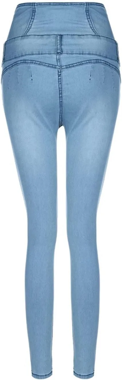 Women’s Skinny Denim Jeans – High Waisted 5 Button Up Super Stretch Classic Casual Slim Fit Denim Long Pants