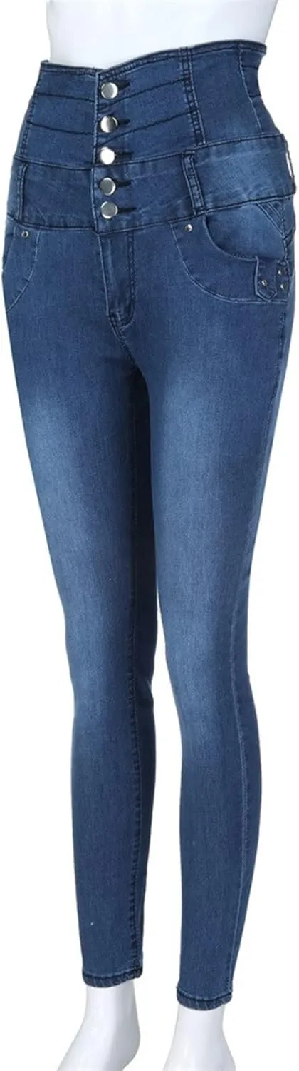 Women’s Skinny Denim Jeans – High Waisted 5 Button Up Super Stretch Classic Casual Slim Fit Denim Long Pants