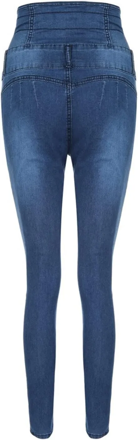 Women’s Skinny Denim Jeans – High Waisted 5 Button Up Super Stretch Classic Casual Slim Fit Denim Long Pants