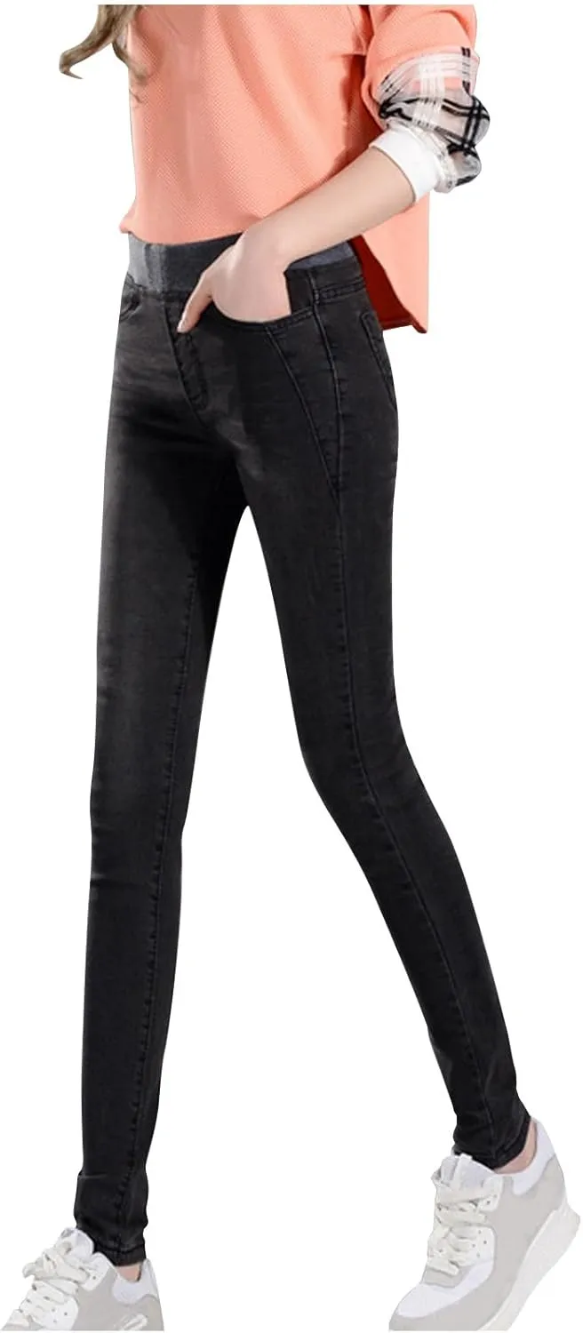 Women's Skinny Jean Ladies Casual Work Pants Stretch High Waisted Denim Trousers Lounge Wear Denim Tight Pants