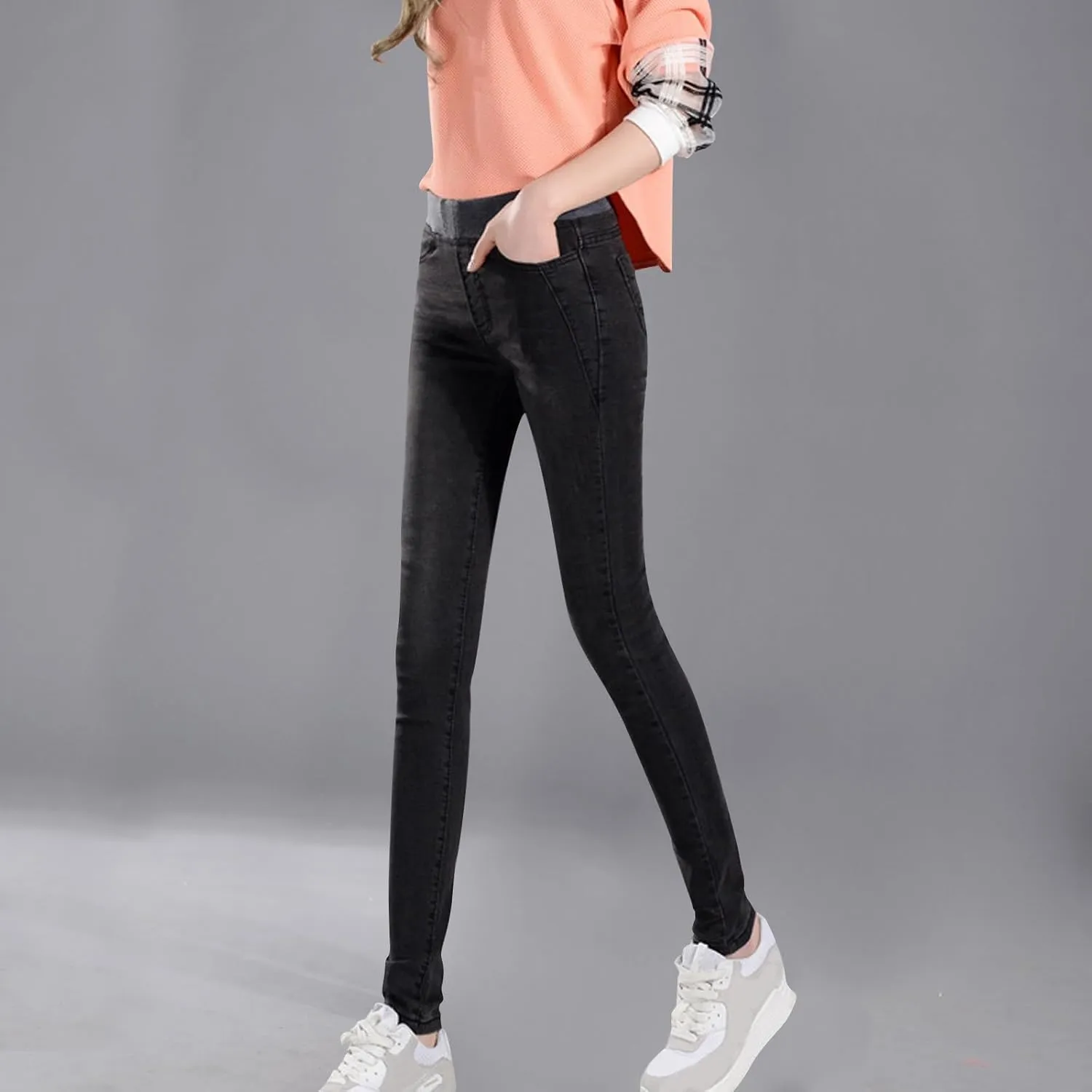 Women's Skinny Jean Ladies Casual Work Pants Stretch High Waisted Denim Trousers Lounge Wear Denim Tight Pants