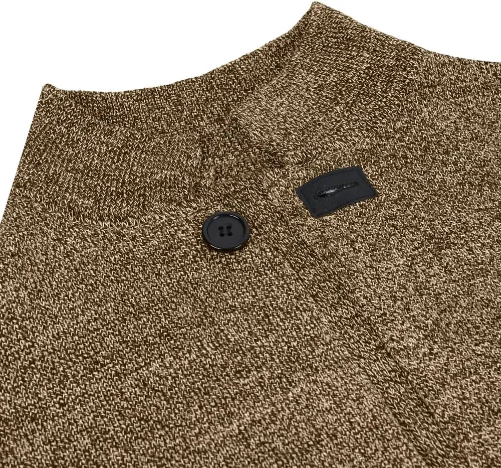 yoeasy Men's Blazer Collar Long Sleeve Button Knit Cardigan Casual Open Front Sweater with Pockets